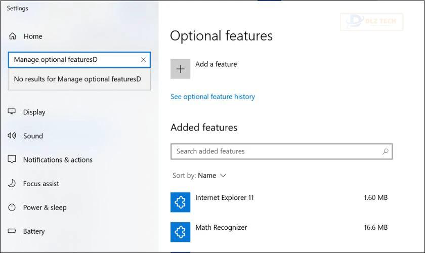 Tìm kiếm Manage optional features và bấm chọn