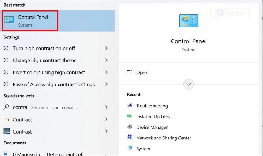 Sửa lỗi bằng Control Panel