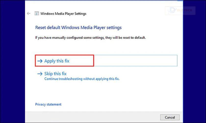 Nhấp chuột Apply this fix khi bất kỳ vấn đề được phát hiện trên hộp thoại