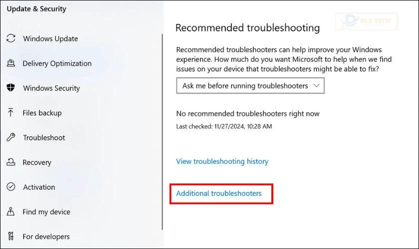 Chọn vào mục Troubleshoot, chọn vào Additional Troubleshooters