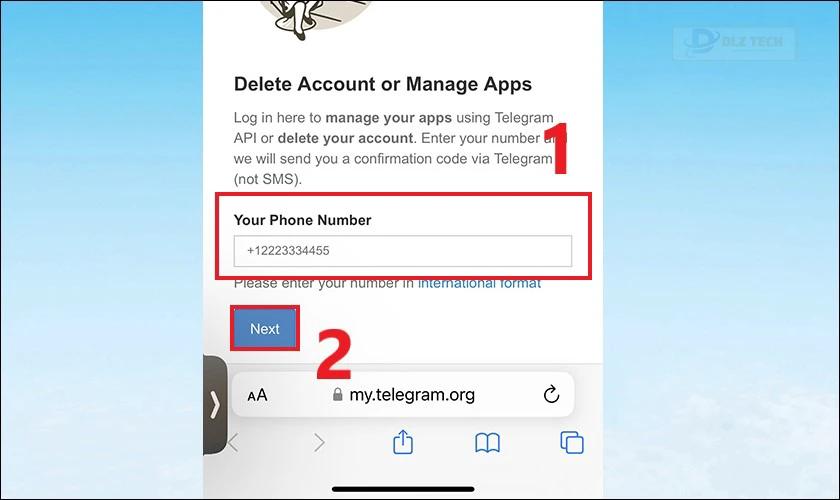 Truy cập website và nhập số điện thoại