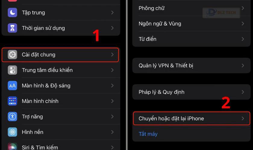 Khôi phục cài đặt gốc của thiết bị