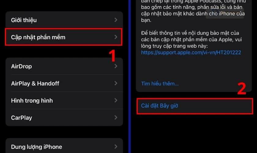 Tiếp theo bạn hãy tìm chọn vào mục Cập nhật phần mềm