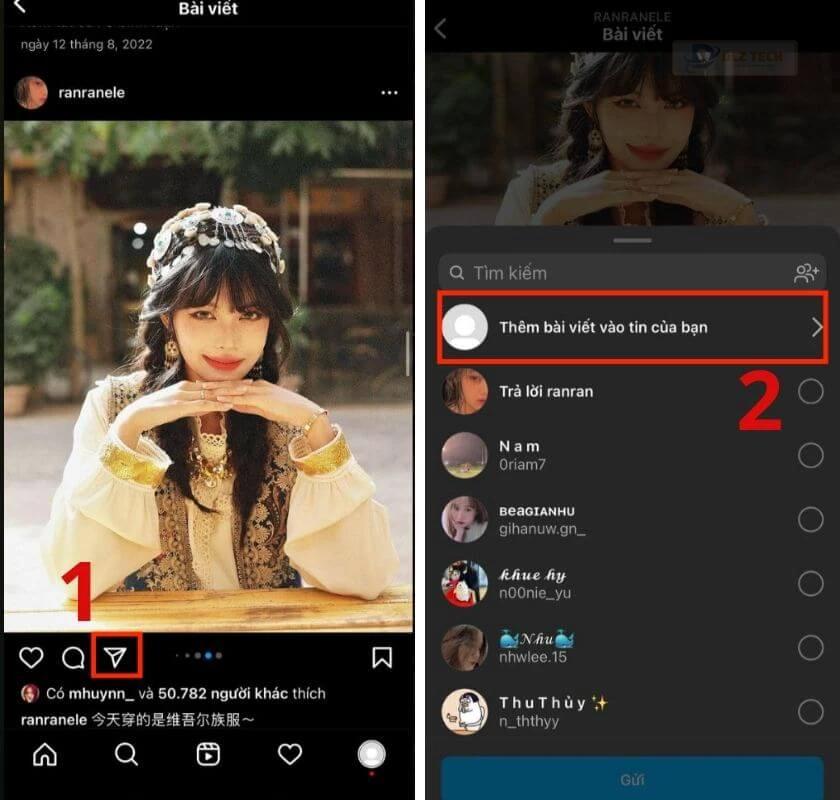 cách chỉnh sửa story khi share lại bài viết