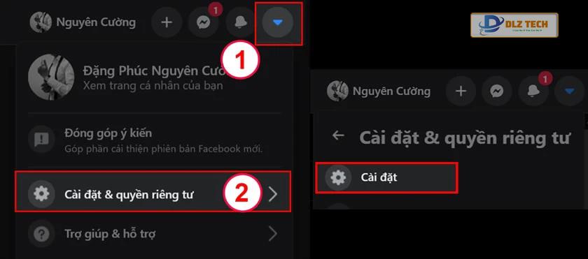 Chọn cài đặt và quyền riêng tư