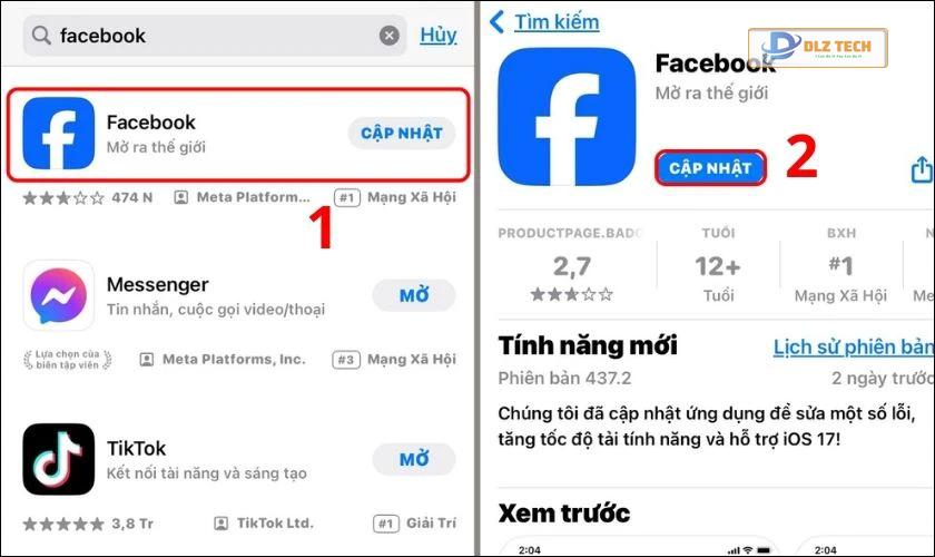 Cập nhật ứng dụng Facebook