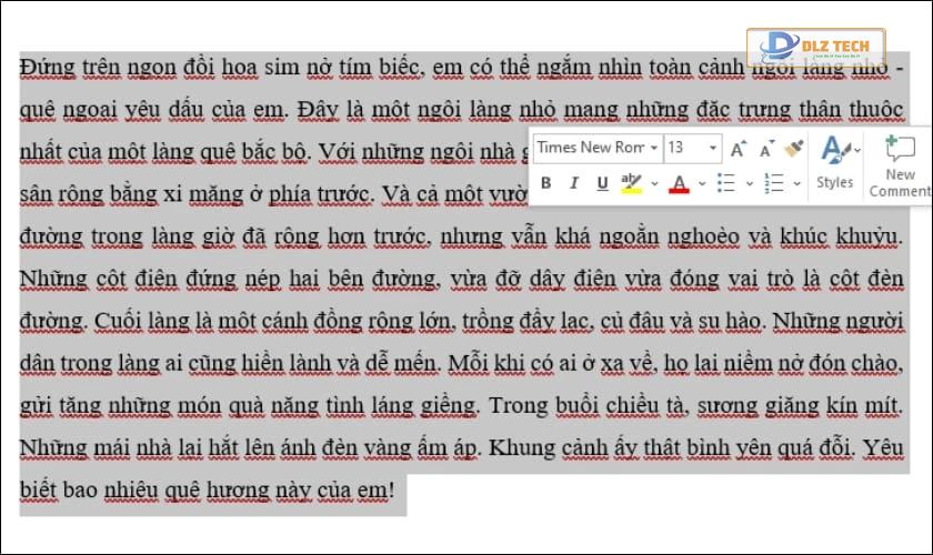 Mở phần mềm Word và chọn đoạn văn bản mà bạn muốn tắt kiểm tra lỗi chính tả