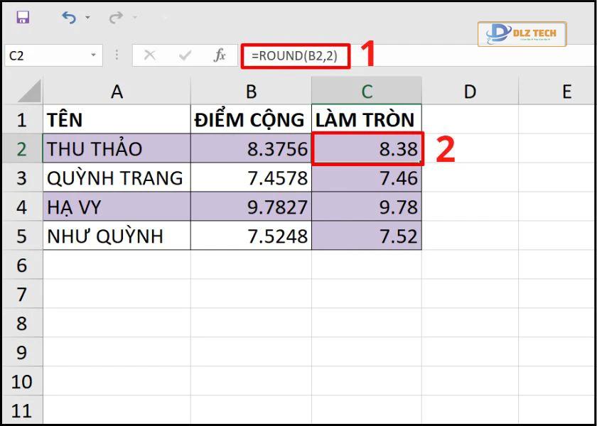 cách dùng hàm round