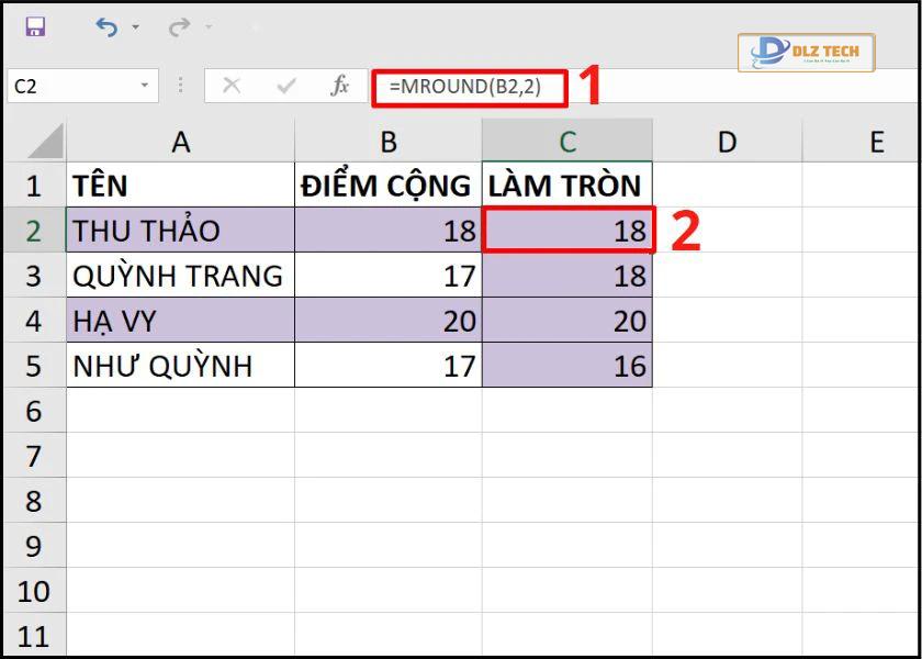 cách dùng hàm mround