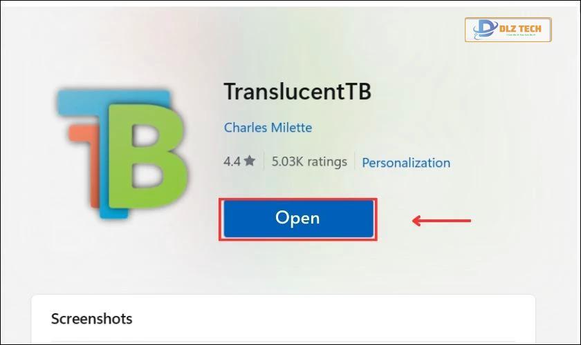 Mở ứng dụng TranslucentTB
