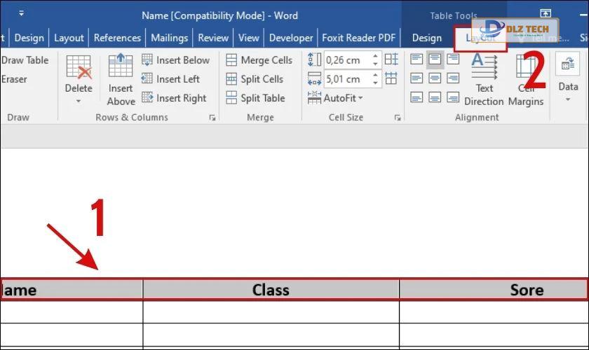 Lặp lại dòng tiêu đề trong tab Layout
