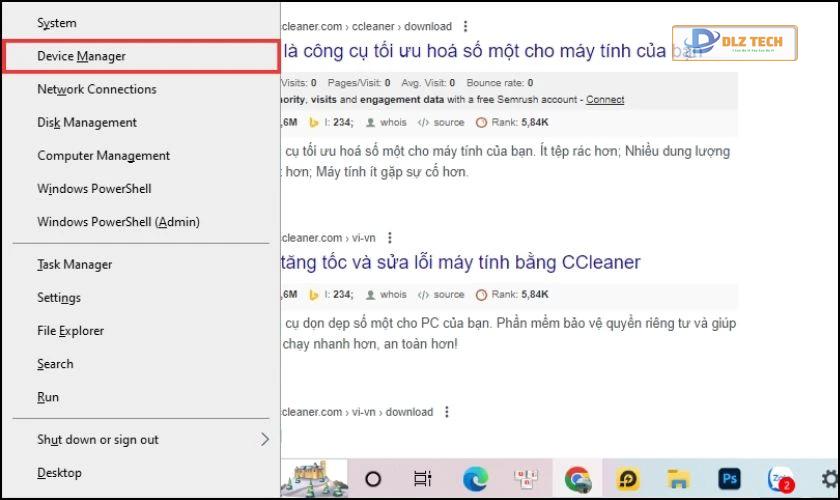 Vào Device Manager