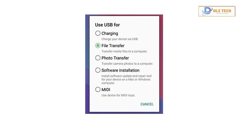 truy cập vào trạng thái USB Charging