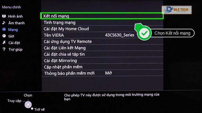 chọn Kết nối mạng