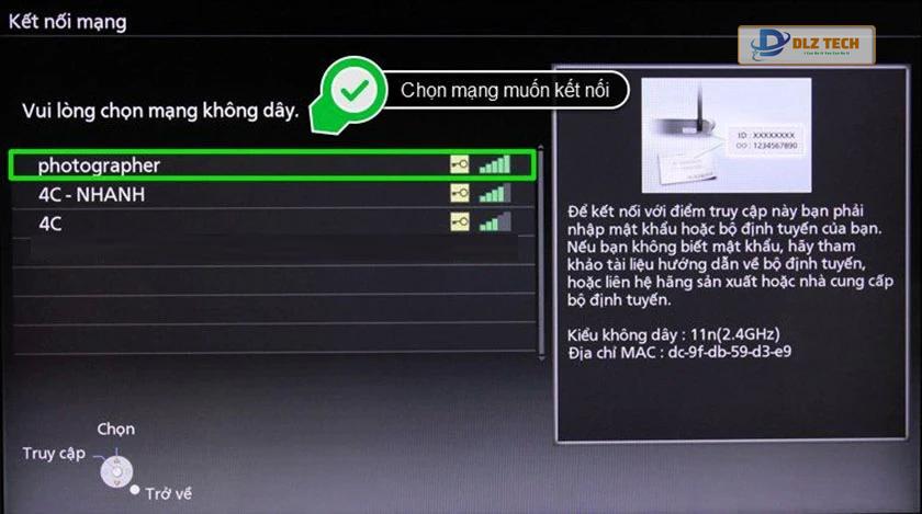 chọn mạng mà bạn muốn sử dụng