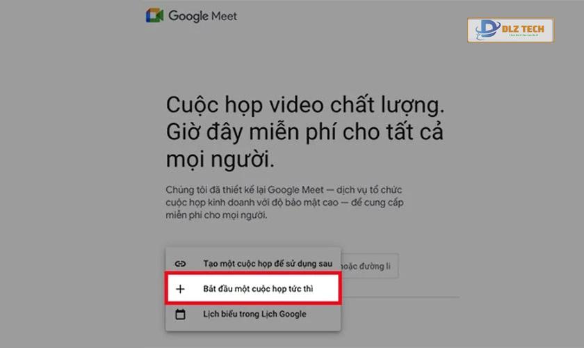Tạo cuộc họp mới trên Google Meet
