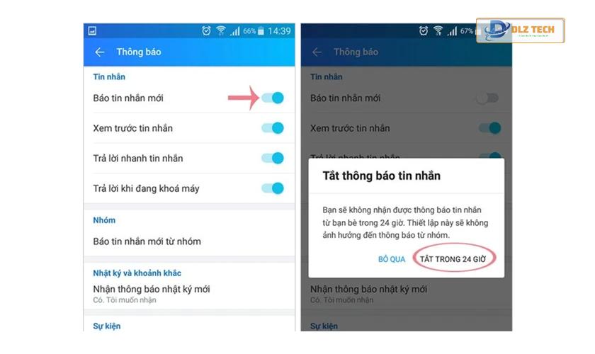 Hướng dẫn tắt thông báo Zalo trên Android