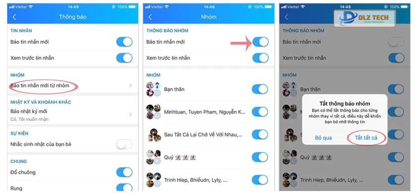 Hướng dẫn tắt thông báo nhóm trên iPhone