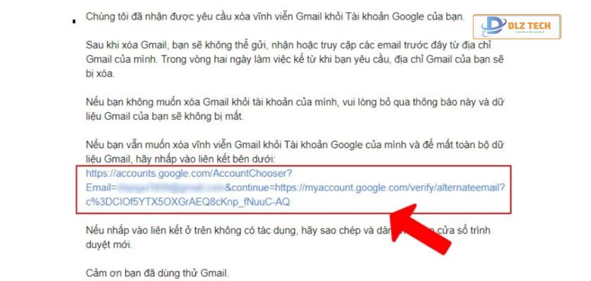 Tiến hành xóa tài khoản Gmail