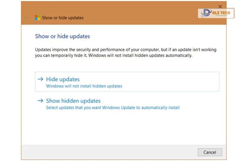 Tắt windows update bằng phần mềm Show or hide updates