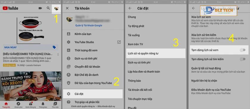 Cách dừng cập nhật lịch sử xem trên Youtube
