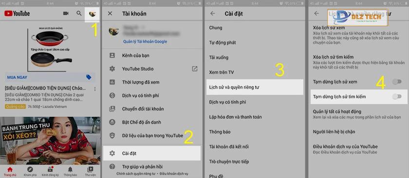 Dừng đề xuất video từ lịch sử tìm kiếm