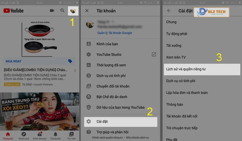 Xóa lịch sử tìm kiếm trên Youtube bằng điện thoại