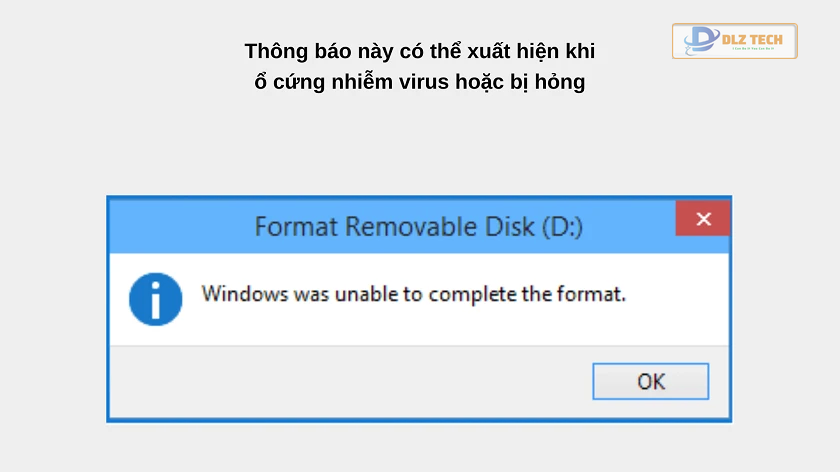 Nguyên nhân gây lỗi và cách khắc phục Windows was unable to complete the format