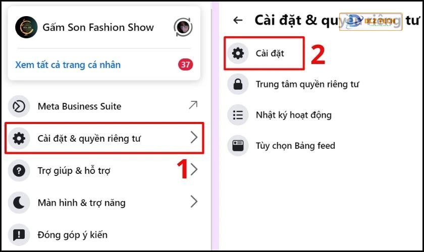 Ấn chọn Cài đặt quyền riêng tư và chọn tiếp Cài đặt