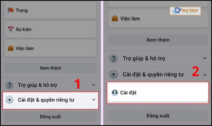 Chọn vào Cài đặt quyền riêng tư
