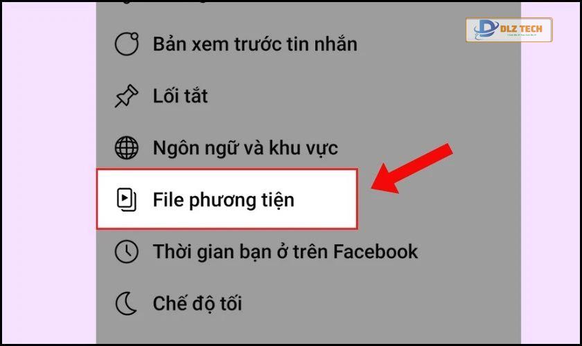 Chọn vào File phương tiện
