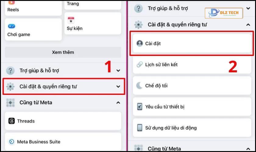 Chọn vào Cài đặt quyền riêng tư