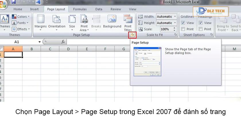 Đánh số trang trong Excel 2007