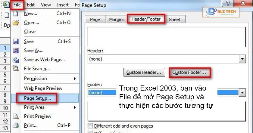 Chọn menu File > Page Setup