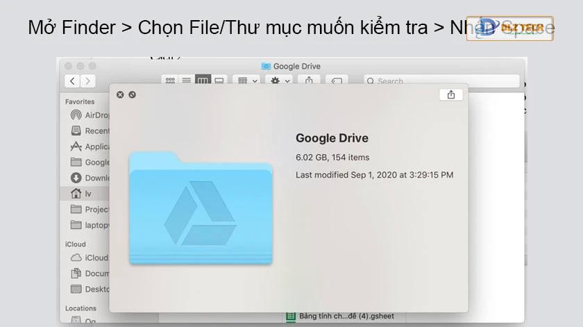 Kiểm tra dung lượng Macbook bằng Finder
