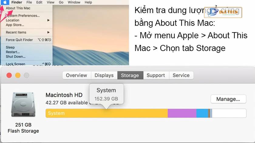 Kiểm tra bằng About This Mac