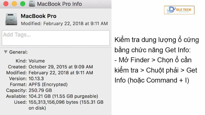Kiểm tra bằng chức năng Get Info