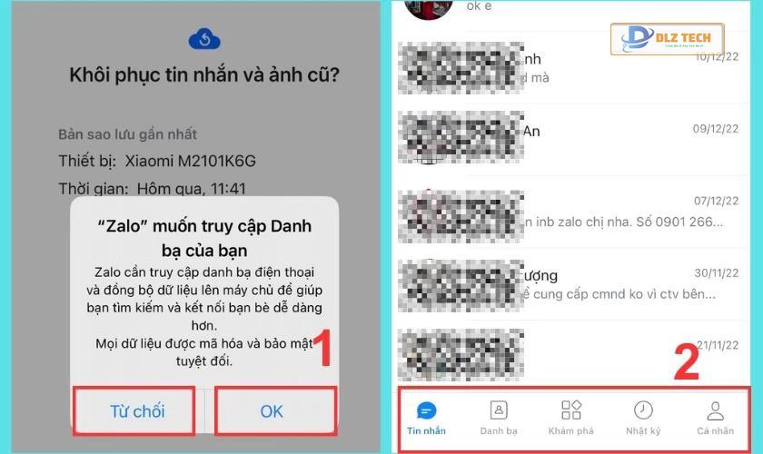 Zalo yêu cầu gửi thông báo