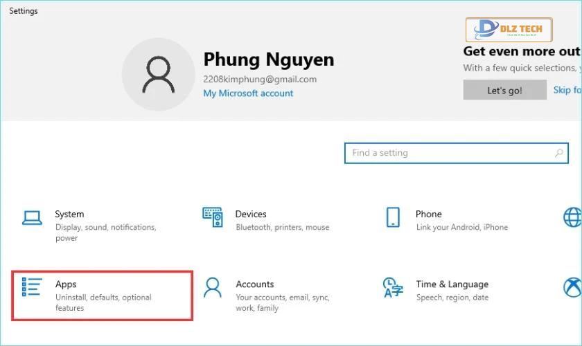 Chọn vào Cài đặt ứng dụng