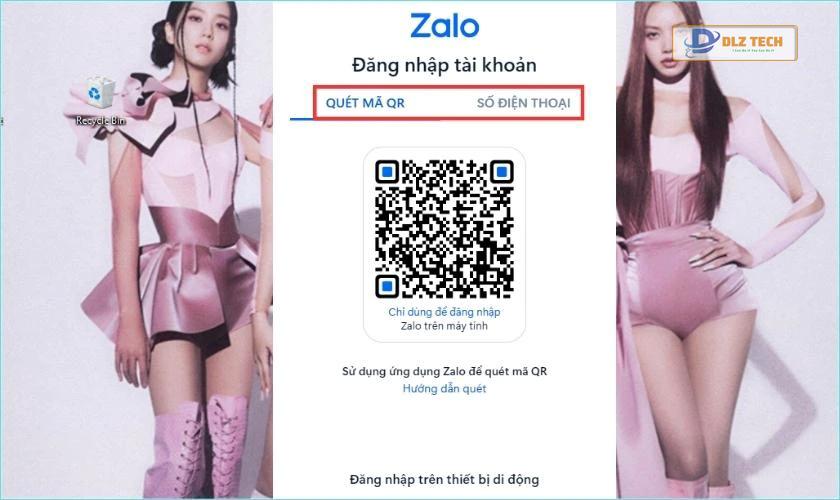 Giao diện đăng nhập Zalo