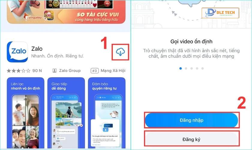 Chọn đăng nhập hoặc đăng ký tài khoản