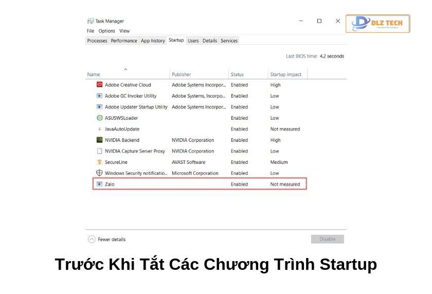 Dừng các phần mềm khởi động Startup để tăng tốc Win 10