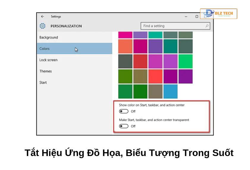 Giảm hiệu ứng đồ họa trên Windows 10