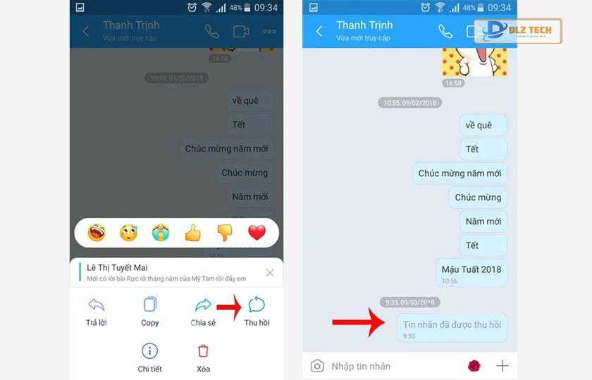 Cách thu hồi tin nhắn Zalo trên điện thoại