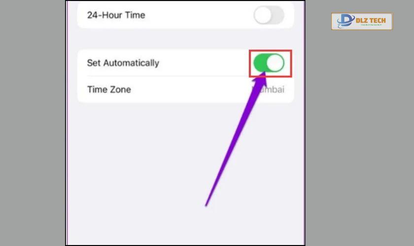 Bật Set Automatically lên để sửa Instagram bị lỗi không đăng nhập được