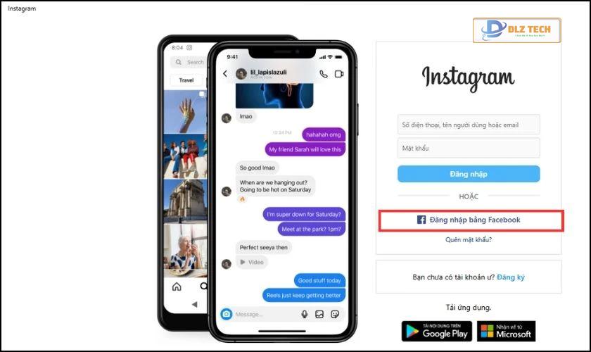 Đăng nhập Instagram bằng Facebook để khắc phục lỗi