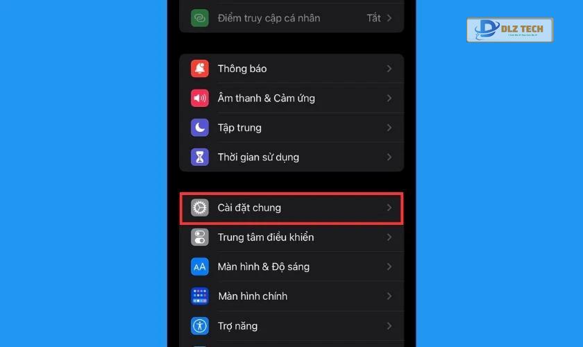 Cài đặt chung trên iPhone