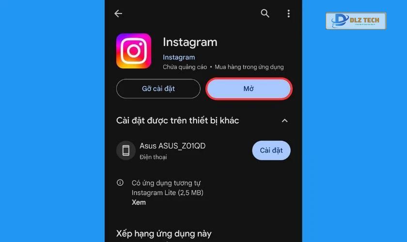 Cập nhật Instagram - Nhấn Cập nhật