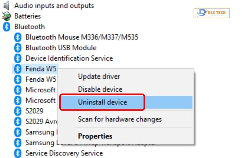 Cài lại Driver cho thiết bị bluetooth