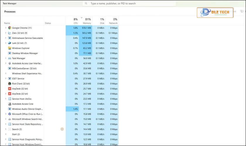 Sử dụng Task Manager